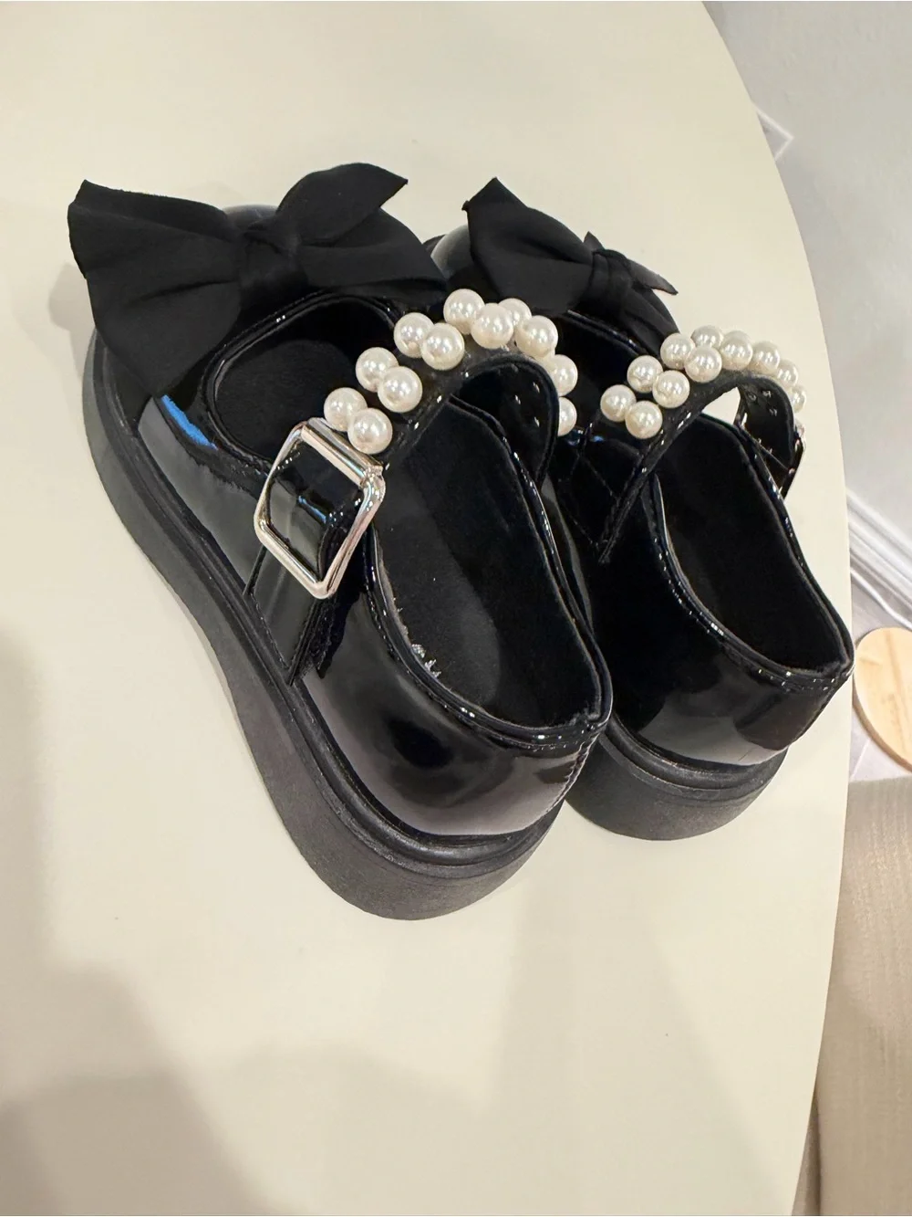 Black Pearl-Accent Girls' Mary Jane Shoes